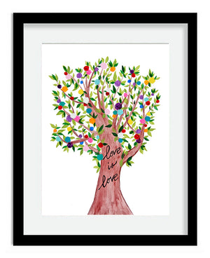 Love is Love Rainbow Colors Tree 8x10 Art Print by Tanya Madoff