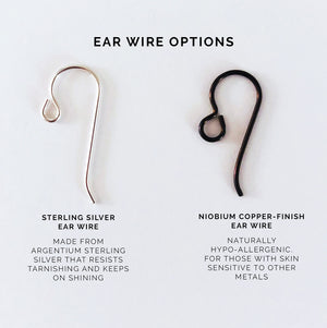 Ear Wire options: Argentium Sterling Silver OR Naturally hypo-allergenic Niobium Copper-Finish for those with sensitivities to other metals