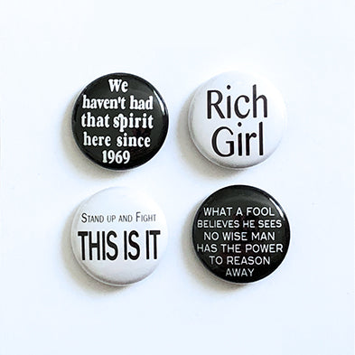 80s Lover gift set of Yacht Rock pin back buttons 