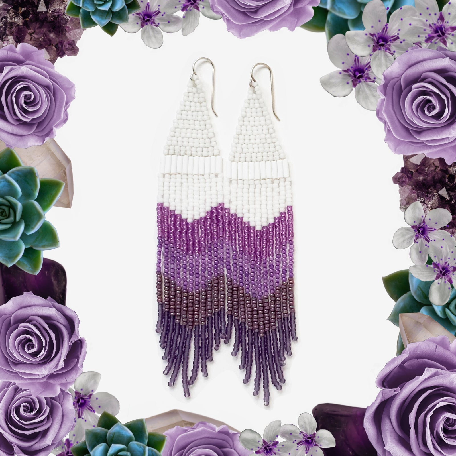 Jacaranda Dream no.1 Seed Bead Fringe Earrings - Violet Collection - Tanya Madoff