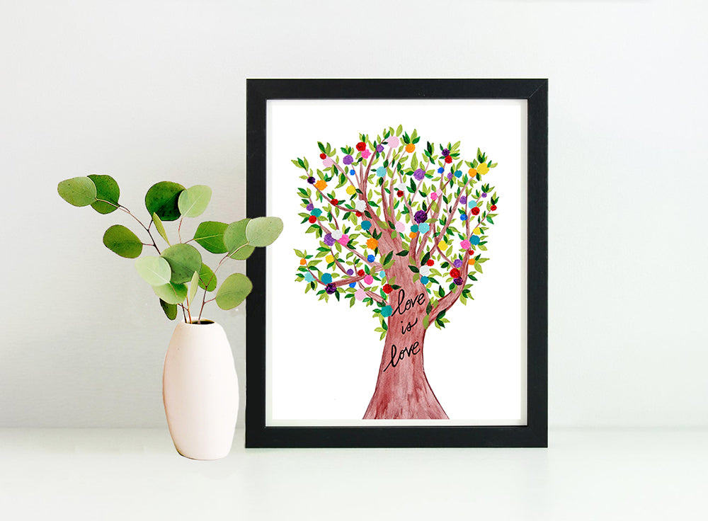 Love is Love Rainbow Colors Tree 8x10 Art Print by Tanya Madoff