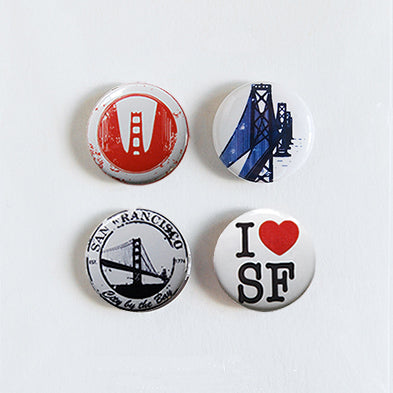 I Love San Francisco - Set of Four 1" Super Strong Magnets